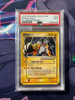 2005 Pokemon Ex Unseen Forces #114 Raikou-Holo Gold Star PSA 9 - Image 1