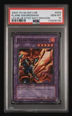 Konami Flame Swordsman LOB-003 Blue Eyes Unlimited PSA 10 Rare 2002 - Image 1