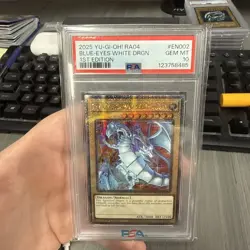 Blue-Eyes White Dragon Yugioh RA04-EN002 Quarter Century Secret Rare 1st PSA 10 - Image 1