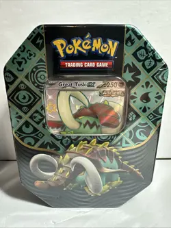 Pokemon Scarlet & Violet Paldean Fates Charizard Iron Treads and Great Tusk Tins - Image 4