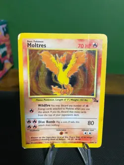 Pokemon Cards - Moltres #12/62 - Pokemon Fossil - Holo Rare - Heavily Played - Image 1