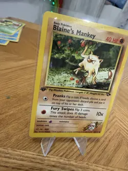 Blaine’s Mankey 63/132 Gym Challenge Vintage Pokemon Card LP WOTC 1st ED - Image 3
