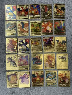 Set of 50 Charizard V, VMax, GX, EX & More Gold Foil Fan Art Card MP-LP - Image 2