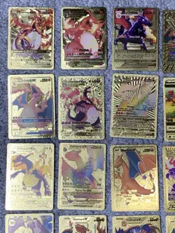 Set of 50 Charizard V, VMax, GX, EX & More Gold Foil Fan Art Card MP-LP - Image 3