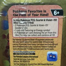 Pokemon Scarlet & Violet 151 Mini Tin 2 Booster Packs + Coin + Art Card, NEW - Image 3
