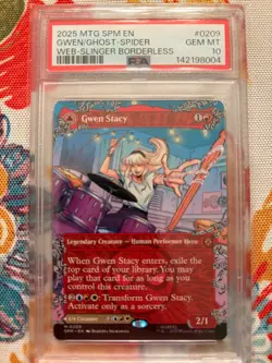 2025 MTG MARVEL'S SPIDER-MAN SCENE BORDERLESS GHOST-SPIDER/GWEN PSA 10 #209 - Image 1