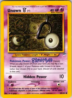 Unown [V] 089/105 Neo Destiny Pokemon LP Unlimited - Image 1