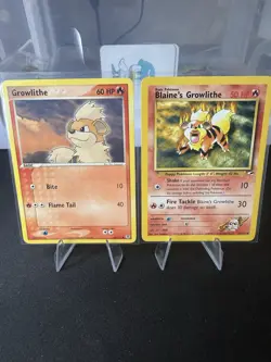 Pokemon Growlithe Card Lot Vintage + Blaine’s Growlithe Gym Heroes WOTC LP - Image 1