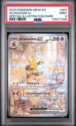 2023 POKEMON MEW EN-151 SPECIAL ILLUSTRATION RARE #201 ALAKAZAM EX PSA 9 - Image 1