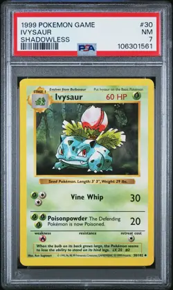 Ivysaur 1999 Pokemon Game #30 Shadowless PSA 7 NEW SLAB - Image 1