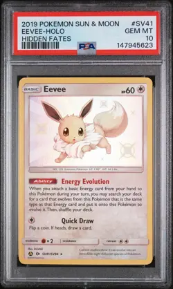 2019 Pokemon Sun & Moon Hidden Fates #SV41 Eevee-Holo Hidden Fates PSA 10 - Image 1
