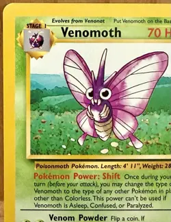 Venomoth Pokemon TCG Jungle Set Unlimited 29/64 Rare Non-Holo LP - Image 5