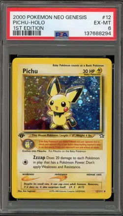 Pokemon Pichu Neo Genesis 1st Edition Holo Rare #12 PSA 6 - Image 1