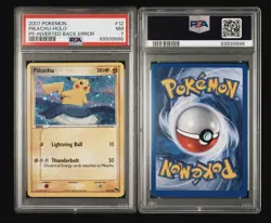 SWIRL INVERTED BACK ERROR Pikachu Pokemon 2007 P5 Pop Series English 12/17 PSA 7 - Image 1