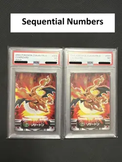 SEQ PSA 3 & 7 Charizard Pokemon Zukan #003 HOLO 2004 Sequential Numbers Japan - Image 1