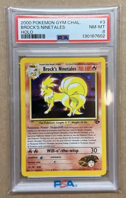 2000 POKEMON GYM CHALLENGE HOLO #3 BROCK'S NINETALES PSA 8 - 3/132 - Image 1
