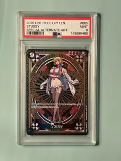 2025 ONE PIECE OP11-A FIST OF DIVINE SPEED SPECIAL ALTERNATE ART STUSSY PSA 9 - Image 1