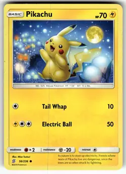 Pikachu (56) 56/236 SM - Unified Minds LP Pokemon Card TCG - Image 1