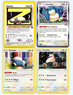 💥 4 - Pokemon Snorlax w/ Eevee BLACK STAR # 49 + Promo Holo Rare Card Lot - Image 1