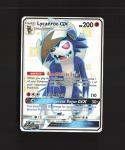 Lycanroc GX SV66/SV94 Hidden Fates Full Art Shiny Holo Rare Pokemon Card NM - Image 1