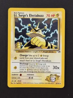 Pokemon Lt. Surge's Electabuzz 6/132 Gym Heroes Holo Rare - Image 1