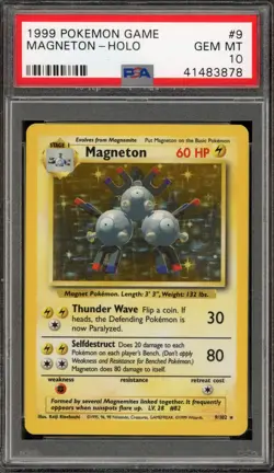 Pokemon Magneton Base Set Unlimited Holo Rare #9 PSA 10 Gem Mint - Image 1