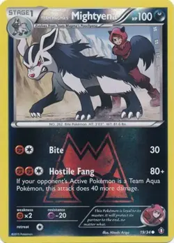 1x Team Magma's Mightyena - 19/34 - Common - Reverse Holo Damaged Pokemon XY-- D - Image 1
