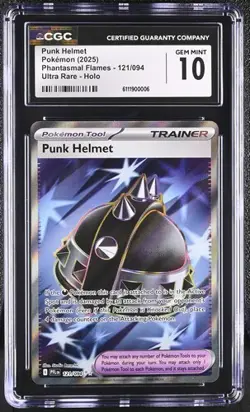 ✨✨ CGC 10 Punk Helmet 121/094 Me02: Phantasmal Flames Holo Pokemon Card - Image 1