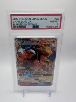 Pokemon 2017 Sun & Moon Burning Shadows CHARIZARD GX #20 PSA 8 RARE - Image 1