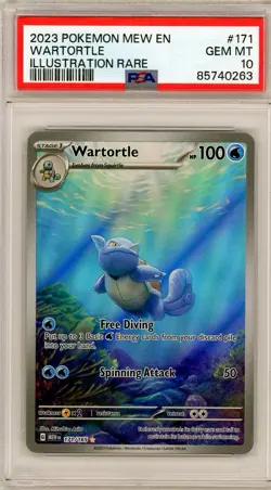 2023 Pokemon MEW EN-151 Wartortle Illustration Rare #171 PSA 10 Gem Mint - Image 1