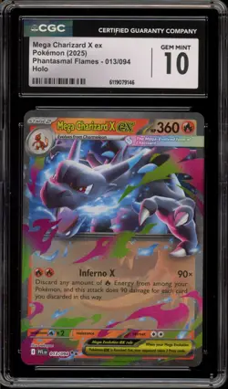 Pokemon Mega Charizard X ex Phantasmal Flames Double Rare #013 CGC 10 Gem Mint - Image 1