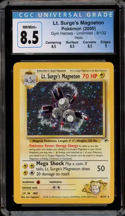 Pokemon Lt. Surge's Magneton Gym Heroes Unlimited Holo Rare #8 CGC 8.5 - Image 1