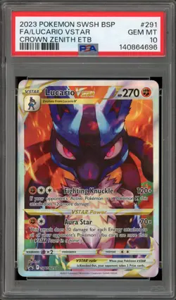 Pokemon Lucario VSTAR Crown Zenith ETB Full Art Promo SWSH291 PSA 10 Gem Mint - Image 1