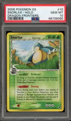 Pokemon Snorlax EX Dragon Frontiers Holo Rare #10 PSA 10 Gem Mint - Image 1