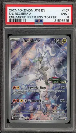Pokemon N's Reshiram Journey Together Enhanced Bx. Topper #167 PSA 9 Mint - Image 1