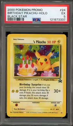 Pokemon Birthday Pikachu Black Star Holo Promo #24 PSA 5 - Image 1