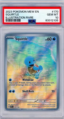 2023 Pokemon MEW EN-151 Squirtle Illustration Rare #170 PSA 10 Gem Mint - Image 1