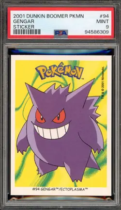 Pokemon Gengar Dunkin Boomer Sticker #94 PSA 9 Mint - Image 1