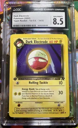 CGC 8.5 NM/MINT+ Dark Electrode Team Rocket 1st Edition Pokemon 2000 34/82 -93 - Image 1
