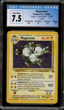 Pokemon Magneton Fossil Unlimited Holo Rare #11 CGC 7.5 - Image 1