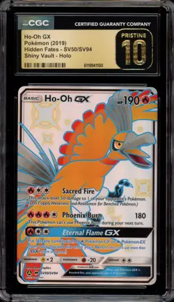 Pokemon Ho-Oh GX Hidden Fates Full Art #SV50 CGC 10 Pristine - Image 1