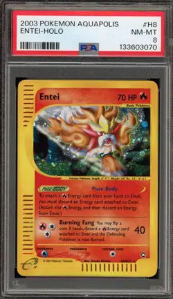 Pokemon Entei Aquapolis Holo Rare #H8 PSA 8 - Image 1