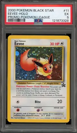 Pokemon Eevee Pokemon League Black Star Holo Promo #11 PSA 5 - Image 1