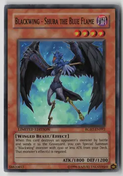Yugioh Blackwing - Shura the Blue Flame RGBT-ENPP2 Limited Edition Super Rare NM - Image 1
