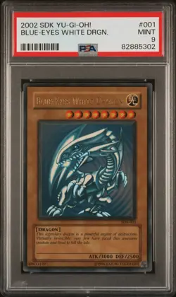 2002 YU-GI-OH! STARTER DECK: KAIBA #001 BLUE-EYES WHITE DRAGON PSA 9 - Image 1