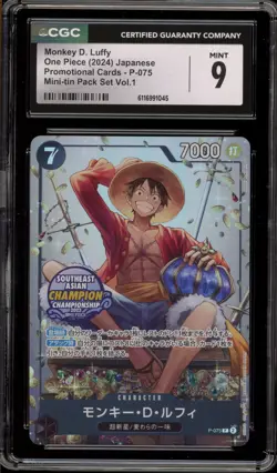 One Piece CCG Monkey.D.Luffy Mini-Tin Pk. Set Vol.1 JPN P-075 CGC 9 Mint - Image 1