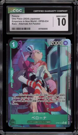 One Piece CCG Perona Emperors Rare Alt Art Parallel OP09-034 CGC 10 Gem Mint - Image 1