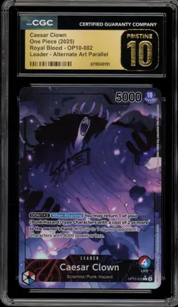 One Piece CCG Caesar Clown Alternate Art Parallel OP10-002 CGC 10 Pristine - Image 1
