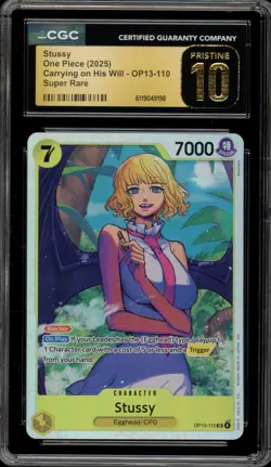 One Piece CCG Stussy Carrying on His Will SR OP13-110 CGC 10 Pristine - Image 1