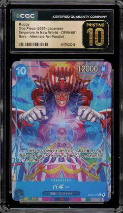 One Piece CCG Buggy Emperors JPN Rare Alt Art Parallel OP09-051 CGC 10 Pristine - Image 1